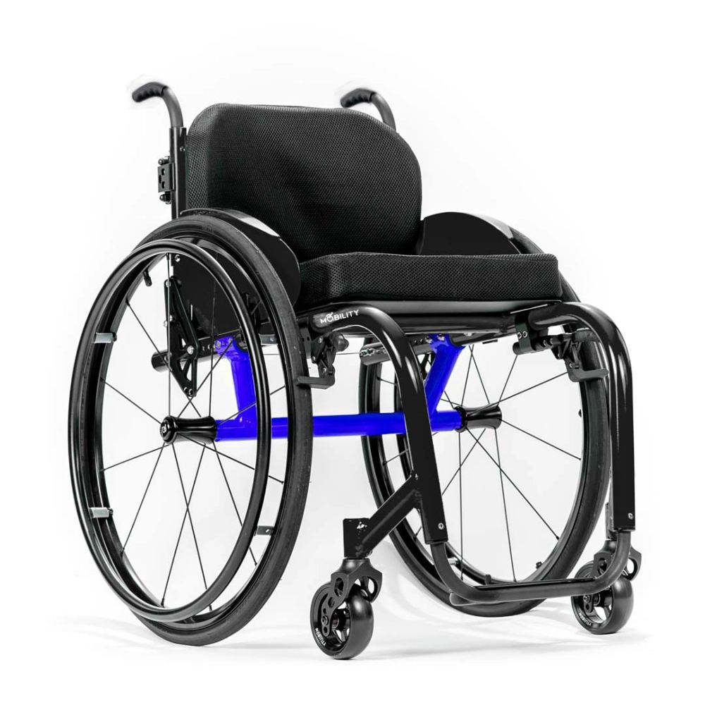Cadeira de Rodas Monobloco Velox com detalhe em azul