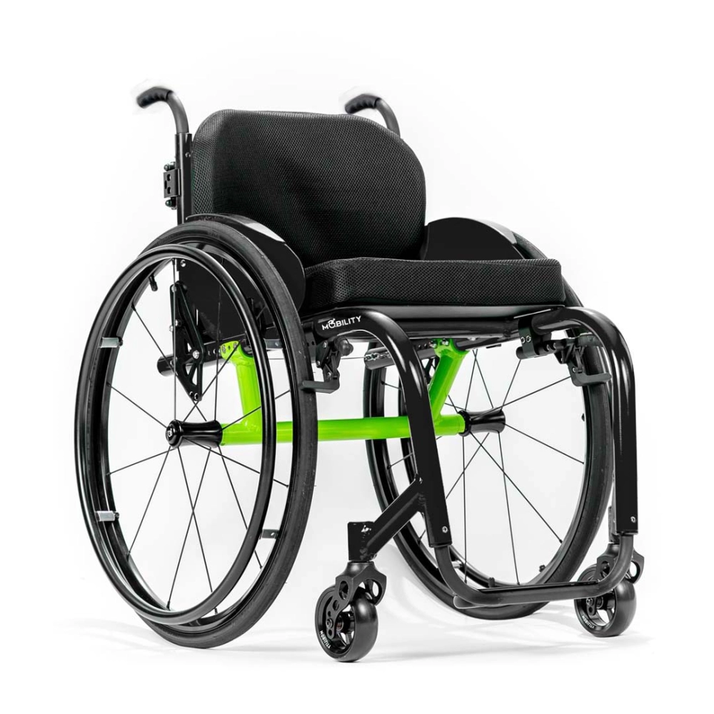 Cadeira de Rodas Monobloco Velox com detalhe em verde