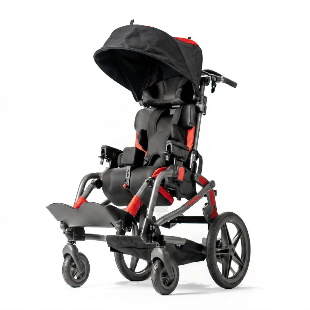 Carrinho postural Leggero Trak vermelho dobrado para transporte